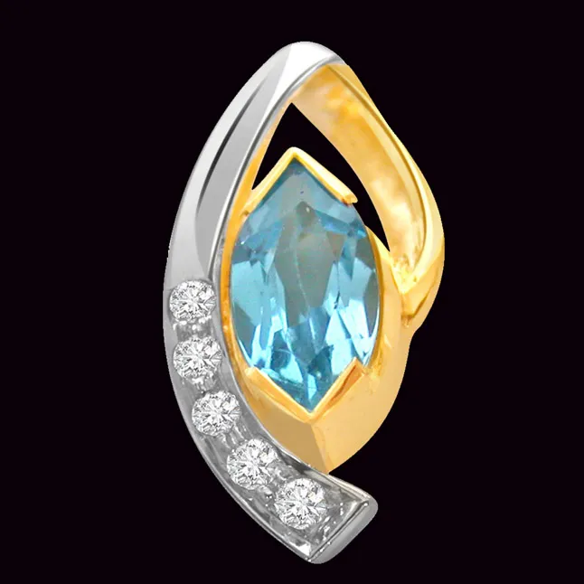 Chic n Classy - Real Diamond & Blue Topaz Pendant (P175)