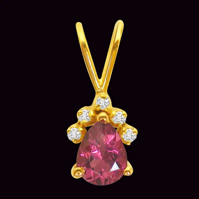 Very Strawberry - Real Diamond Pendant Pink Tourmaline (P177)