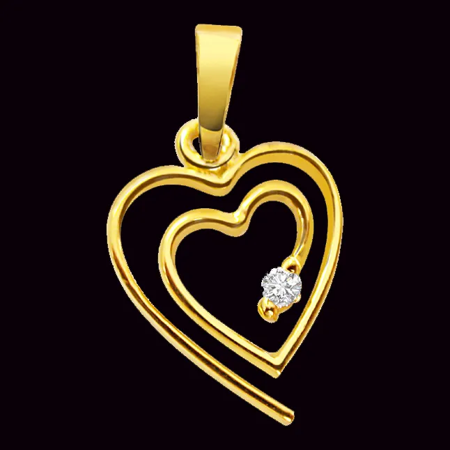 Very Chic Look Real Diamond Heart Pendant (P17)