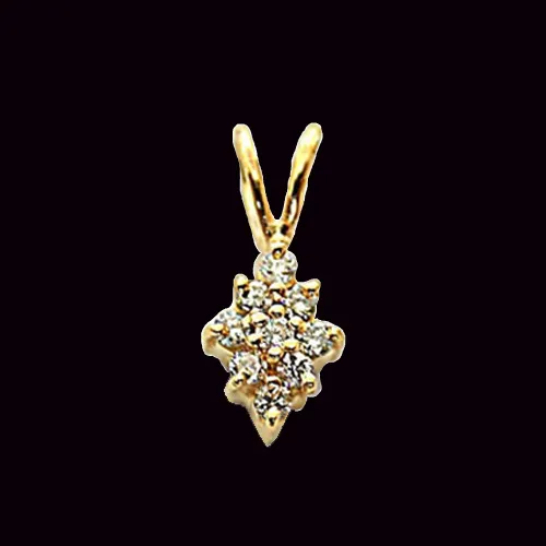 Glossy Delicate Real Diamond & Gold Pendant (P181)