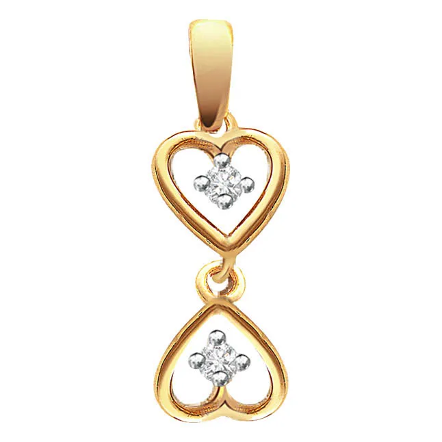 Hanging Happy Hearts -diamond Pendants| Surat Diamond Jewelry