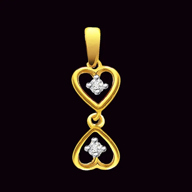 Hanging Happy Hearts - Real Diamond Pendant (P185)