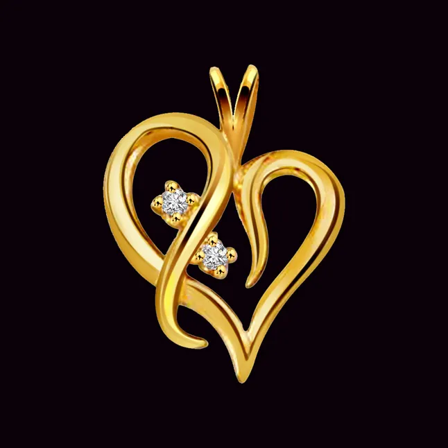 Twirly Hearts -diamond Pendants p195| Surat Diamond Jewelry