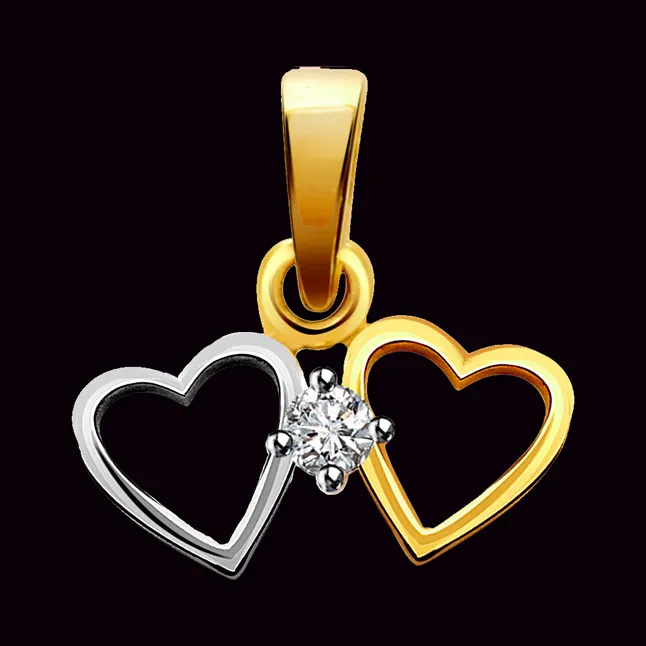 Heart of Silver - Real Diamond Two Tone Pendant (P196)