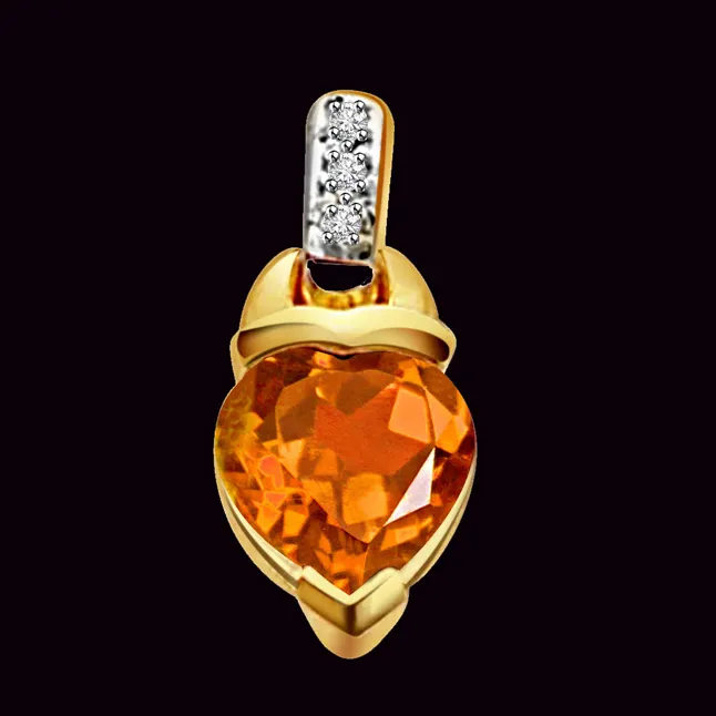 Sweet Marmalade - Real Diamond & Golden Topaz Pendant (P198)