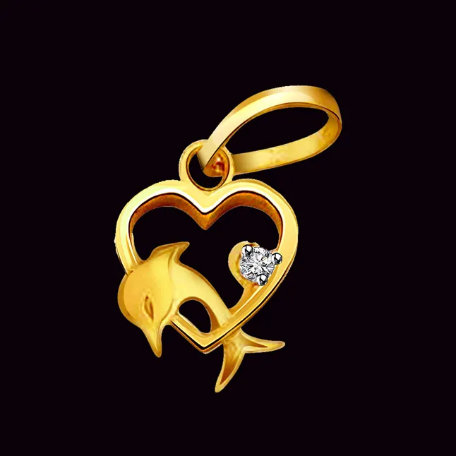 Doll-Heart-Phin - Real Diamond Solitaire Pendant (P201)