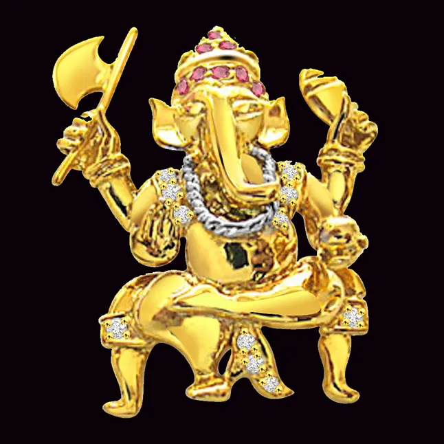 Ganesh Deva - Real Diamond Religious Pendant (P204)