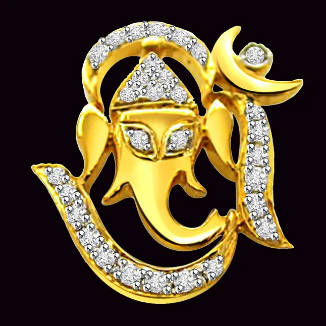 Ganpati Bappa - Real Diamond Religious Pendant (P205)