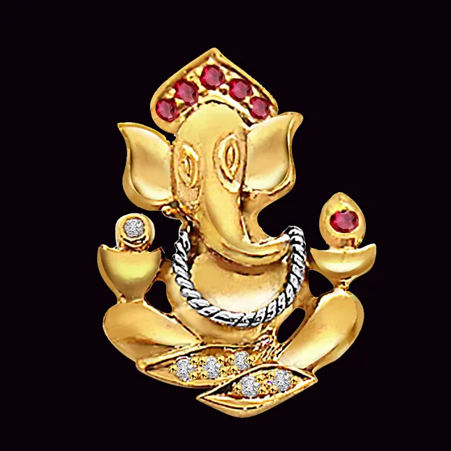 Graceful Ganesha - Real Diamond Religious Pendant (P206)