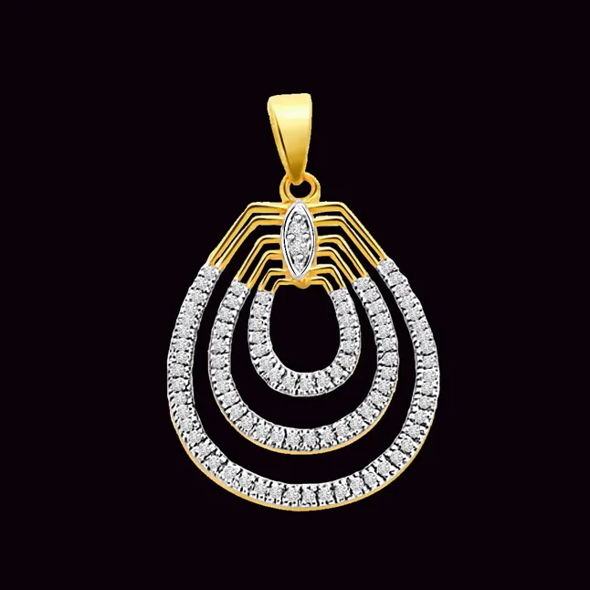 Twisty Curve 1.28cts Real Two Tone Diamond Pendant (P234)