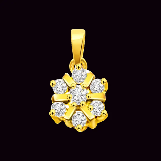 In the Mood for Love - Real Diamond Flower Shape Pendant (P238)