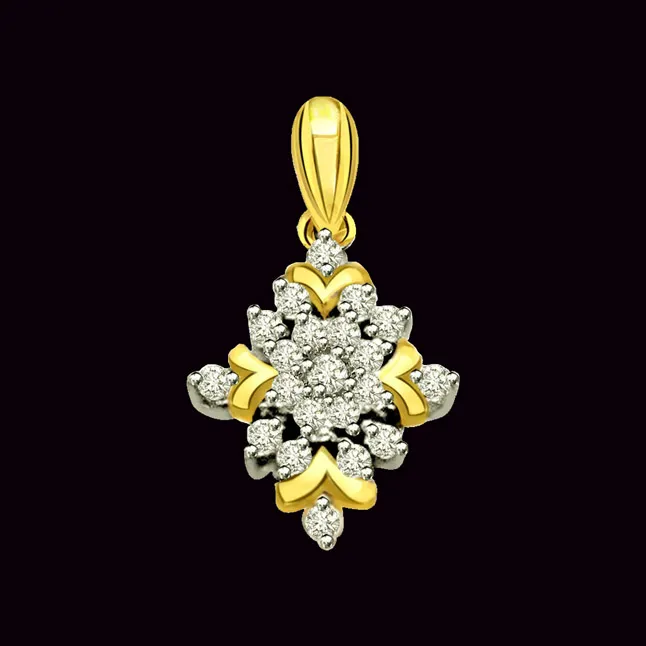 The Golden Tale 0.19 ct Diamond Flower Shape Pendants