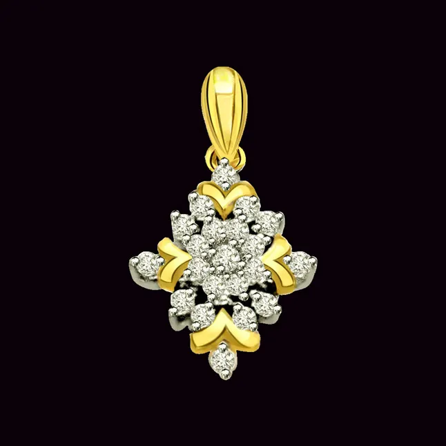 The Golden Tale 0.19cts Real Diamond Flower Shape Pendant (P248)