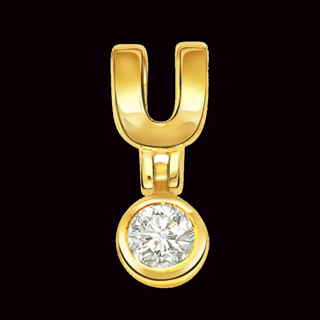 Golden Lava Volcano Real Diamond Solitaire Pendant (P249)