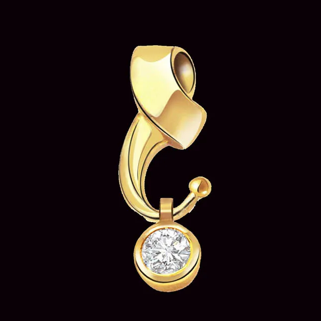 Glittering Real Diamond Solitaire Pendant (P251)