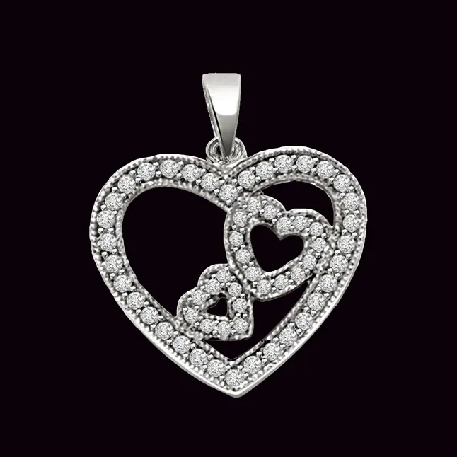 Queen Of Heart - Real Diamond Heart Shaped Pendant (P266)