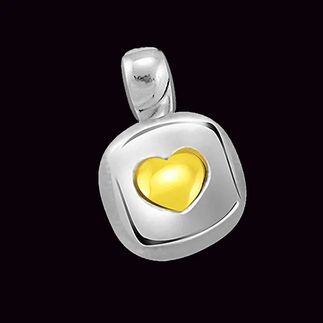 Love on Square Heart Shape Gold Pendant (P272)