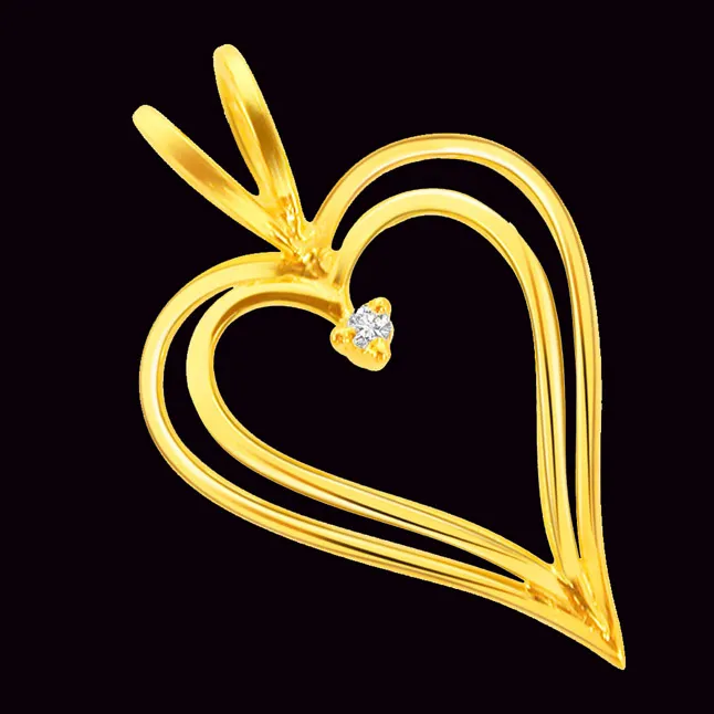 Hazel Eyes - Real Diamond Heart Shaped Solitaire Pendant (P27)