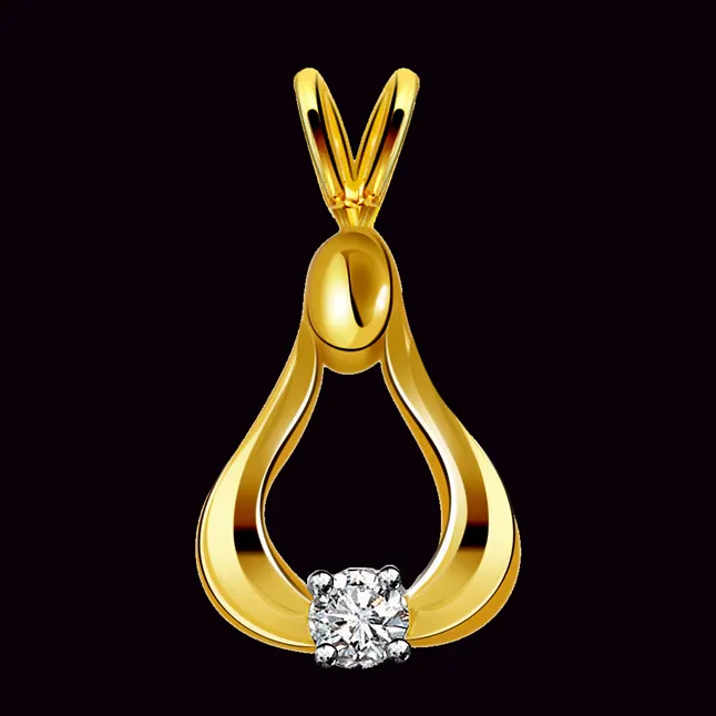 Fine Stylish Real Diamond Solitaire Pendant (P282)