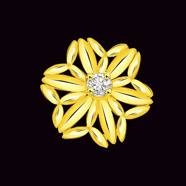 Spiral Love Real Diamond Flower Shape Pendant (P298)