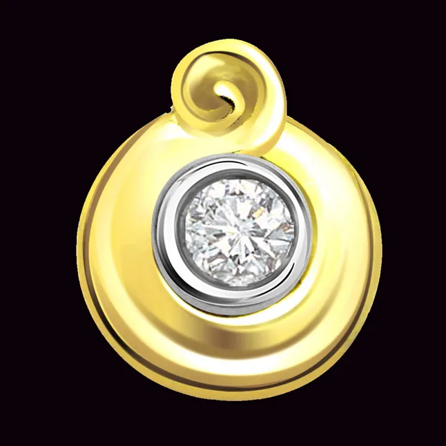 Golden Pride 0.10cts Real Diamond Two Tone Solitaire Pendant (P312)