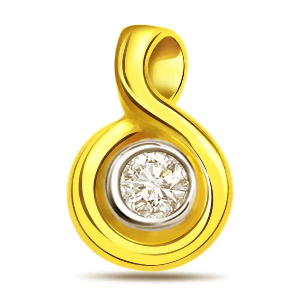 Dream Saga 0.07ct Diamond Two Tone Sol Pendants -Solitaire