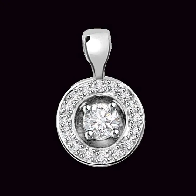 Silver Chakra 0.41cts Real Diamond White Gold Pendant (P315)