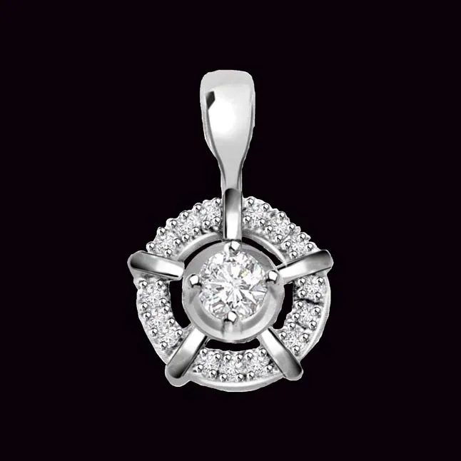 Bouquet of Whiteberry 0.20cts Real Diamond White Gold Pendant (P316)