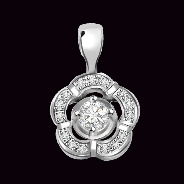 Gleaming Whiteberry 0.21cts Real Diamond  White Gold Pendant (P317)