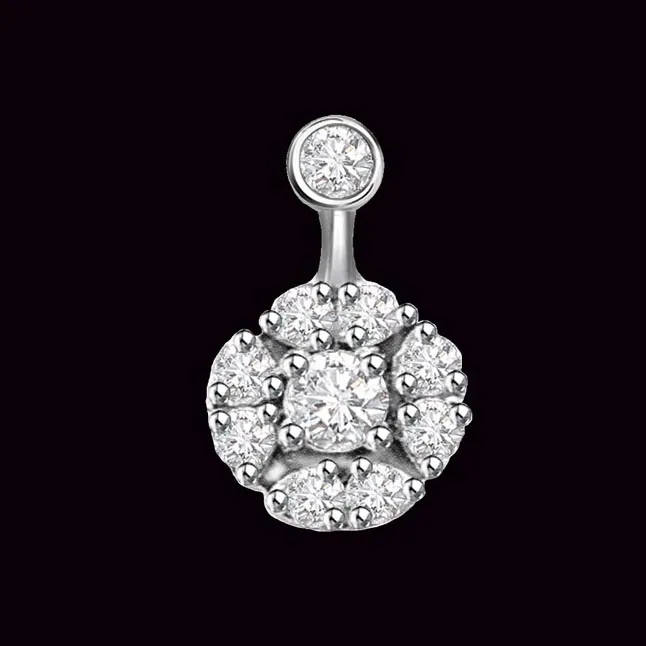 Nector of Flower 0.21cts Real Diamond White Gold Pendant (P321)