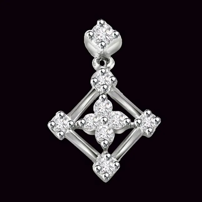 Impassioned Flower 0.27cts Real Diamond White Gold Pendant (P323)