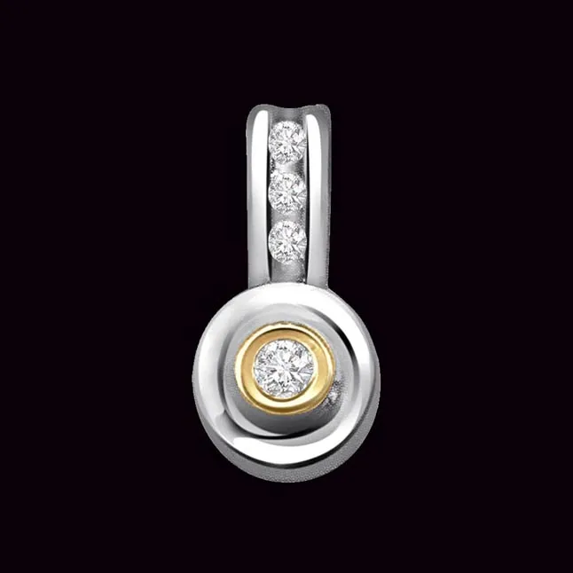 Sparkling Drop 0.16cts Real Diamond Two Tone Pendant (P324)