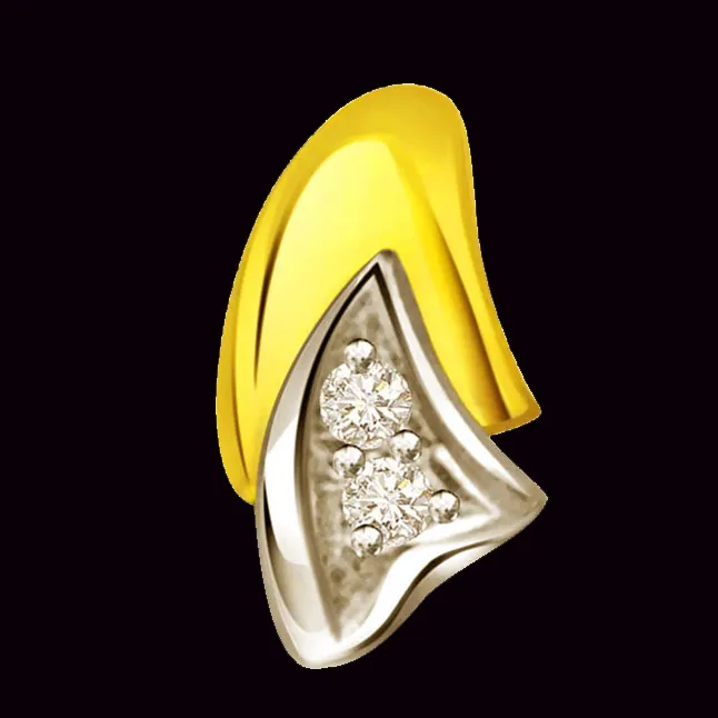 Stylish Waves Real Diamond Two-tone Pendant (P325)