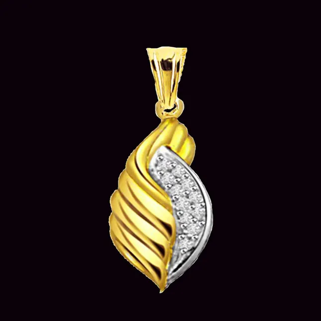 Sun n Moon Together 0.10cts Real Diamond Shell Pendant (P335)