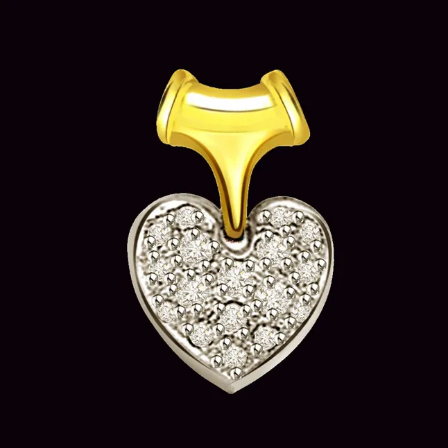 Fusion of Love 0.32cts Real Diamond Two Tone Heart Pendant (P338)