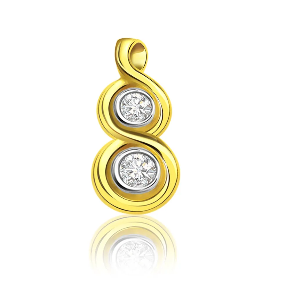 Sweet Pear Diamond Two Tone Solitaire Pendants P341 -Solitaire