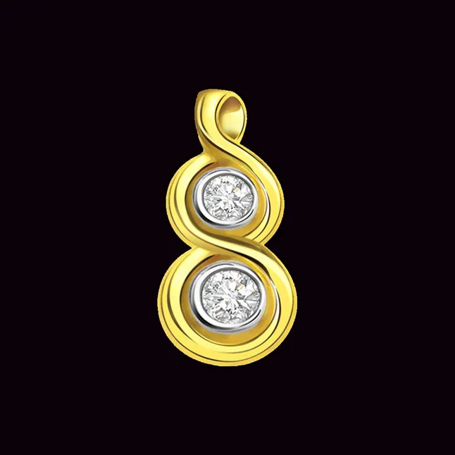 Sweet Pear Diamond Two Tone Solitaire Pendants P341 -Solitaire