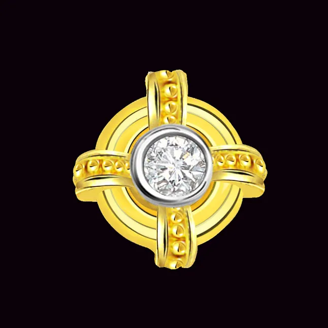 Golden Wheel Brilliant Real Diamond Solitaire Pendant (P343)