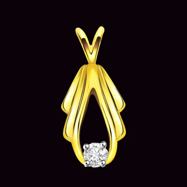 Golden Sparks 0.07cts Real Diamond Solitaire Pendant (P354)