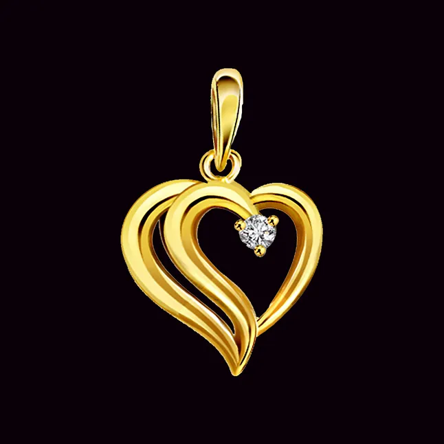 Hearty Delight - Real Diamond Heart Shaped Solitaire Pendant (P356)