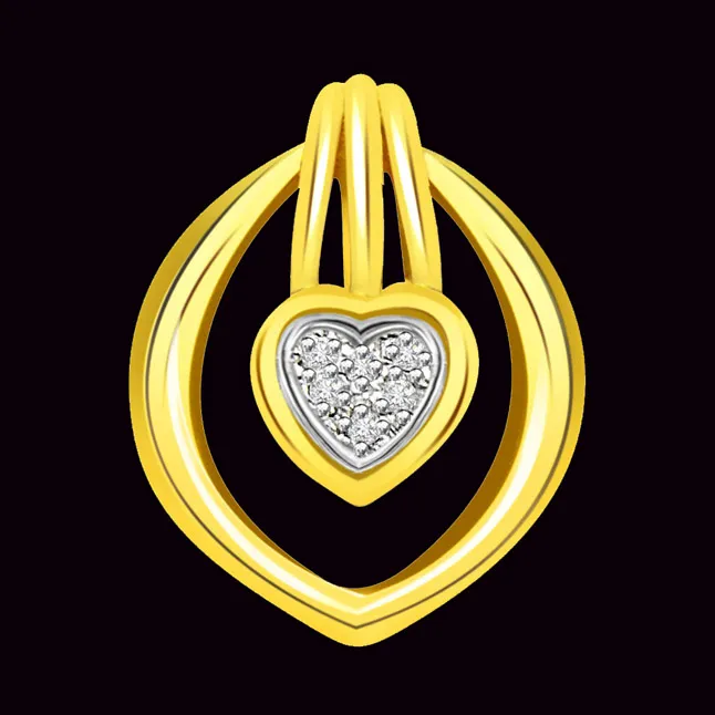 Glazing Flame 0.04cts Real Diamond Heart Designer Pendant (P358)
