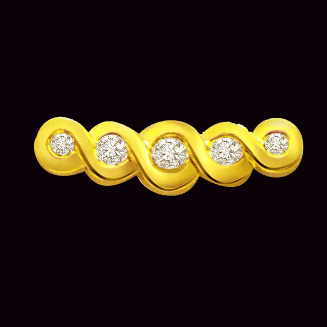 Spiral Golden Beauty 0.14cts Real Diamond Pendant (P371)