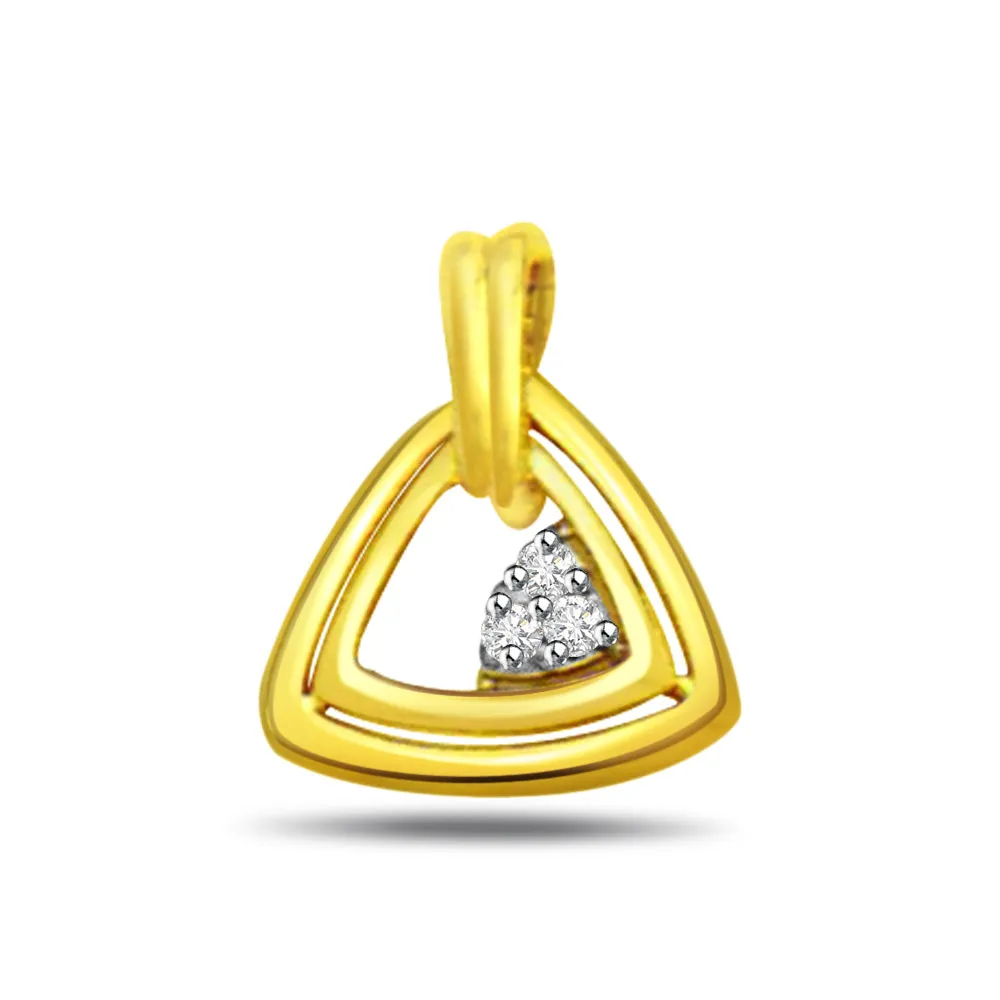 Hanging Love Triangle 0.06 ct Diamond Pendants P374 -Designer Pendants