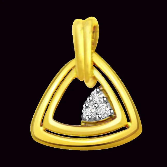 Hanging Love Triangle 0.06cts Real Diamond Pendant (P374)