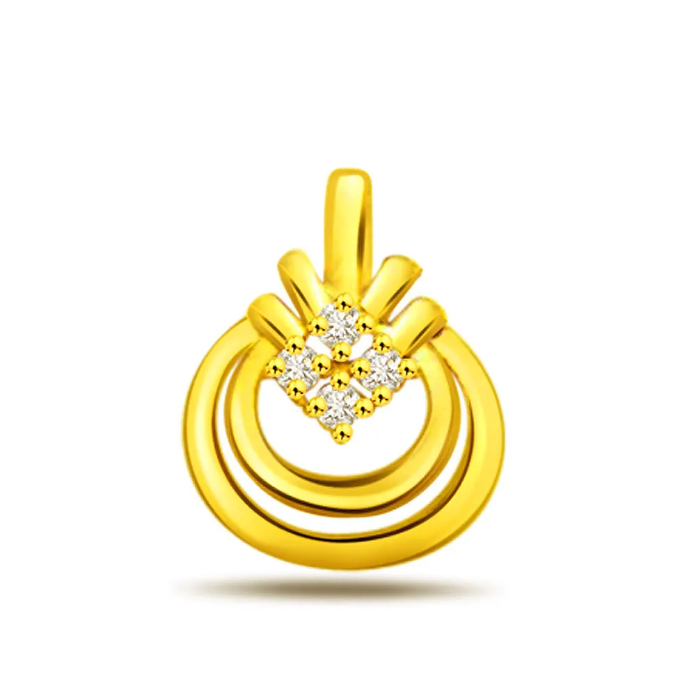 Circle of Trinity 0.10 ct Diamond & Gold Pendants -Designer Pendants