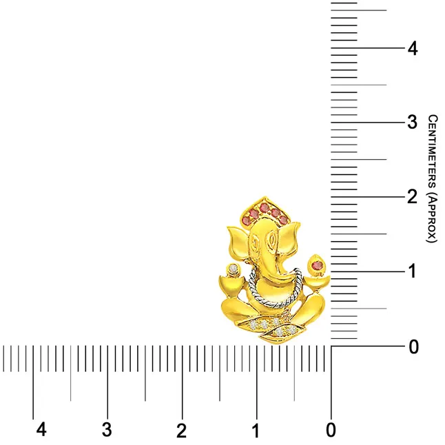 0.05cts Real Ruby & Diamond Ganesh Pendant (P381)