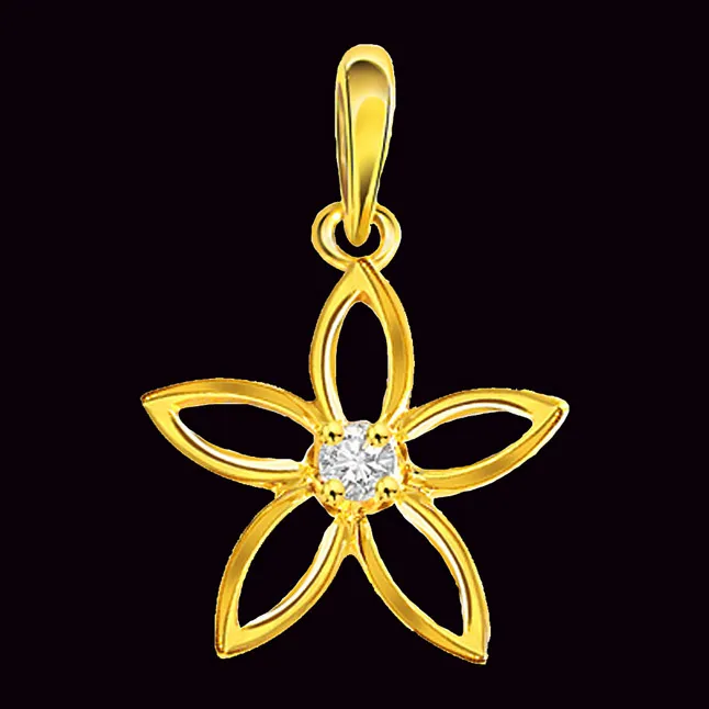 Blossom Sparkle: Delicate Flower Diamond Pendant (P1390)