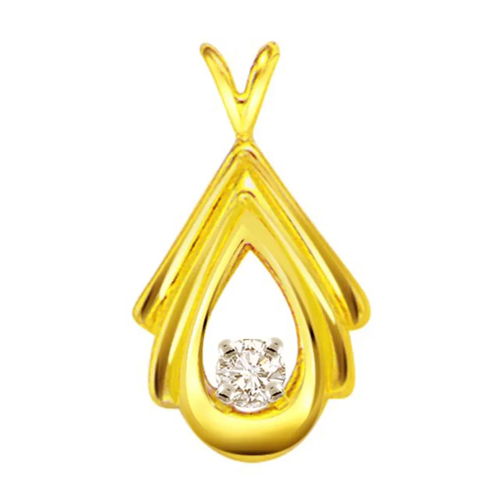 Pear Goddess 0.10ct Diamond Solitaire Pendants P427 -Solitaire