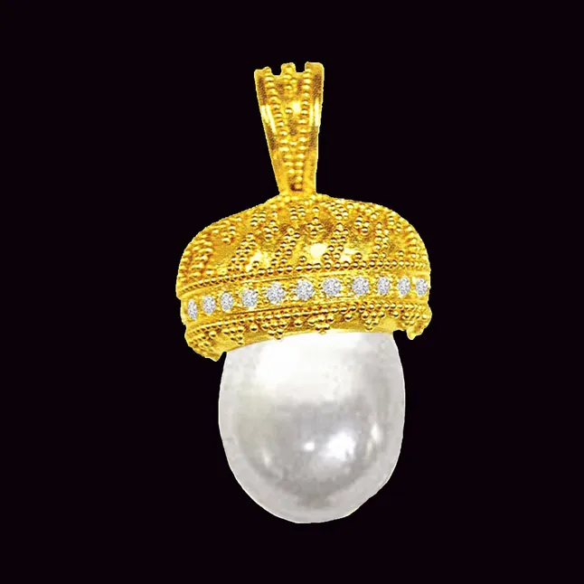 0.25ct Diamond & Pearl Pendants -Designer Pendants