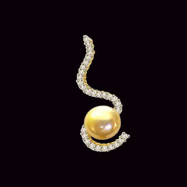 0.42cts Dazzling Real Diamond & Pearl Pendant (P431)